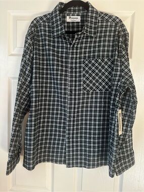 No Boundaries Black and White Plaid Button-Up